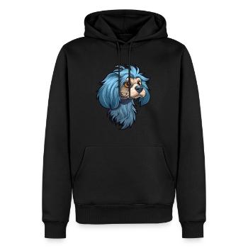 Griffon Bleu De Gascogne Dog Breed Cartoon Kawaii - Men’s Premium Organic Hoodie - black - Front - Nico (187cm)