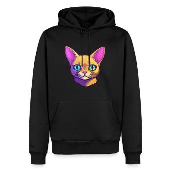 Chat d’argent britannique race aquarelle dessin animé Kawaii - Sweat à capuche Premium bio Homme - noir - Devant - Nico (187cm)