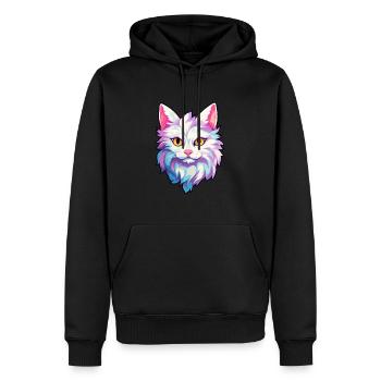 Turc Angora Chat Race Aquarelle Dessin Animé Kawaii - Sweat à capuche Premium bio Homme - noir - Devant - Nico (187cm)