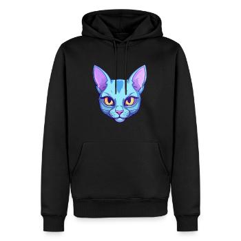 Chat bleu russe race aquarelle dessin animé Kawaii - Sweat à capuche Premium bio Homme - noir - Devant - Nico (187cm)