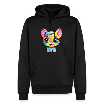 Bébé chat race aquarelle dessin animé kawaii animal de compagnie - Sweat à capuche Premium bio Homme - noir - Devant - Nico (187cm)