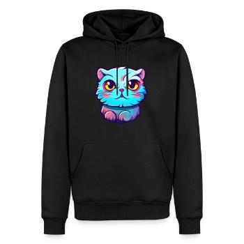 Scottish Fold Cat Breed aquarelle Cartoon Kawaii - Sweat à capuche Premium bio Homme - noir - Devant - Nico (187cm)