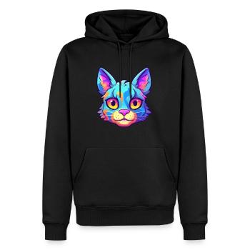 Chat polydactyle américain aquarelle dessin animé Kawaii - Sweat à capuche Premium bio Homme - noir - Devant - Nico (187cm)