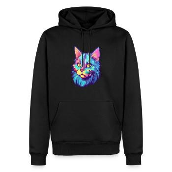 Américain Bobtail chat aquarelle dessin animé Kawaii - Sweat à capuche Premium bio Homme - noir - Devant - Nico (187cm)