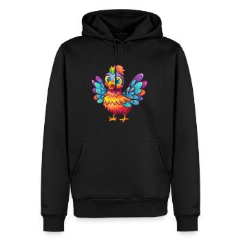 Henne bunte Aquarell-Karikatur Kawaii-Tier - Männer Premium Bio Hoodie - Schwarz - Vorne - Nico (187cm)