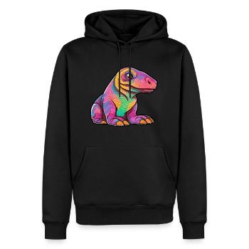 Komodo Dragon Aquarelle Colorée Dessin Animé Kawaii A - Sweat à capuche Premium bio Homme - noir - Devant - Nico (187cm)
