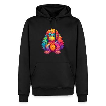 Orang-outan Aquarelle Colorée Dessin Animé Kawaii Anima - Sweat à capuche Premium bio Homme - noir - Devant - Nico (187cm)
