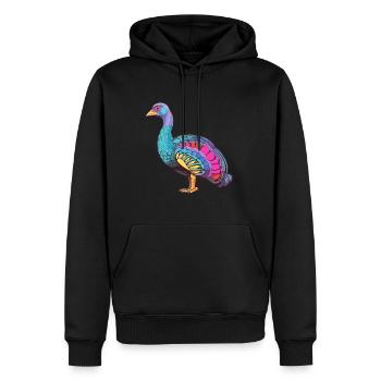 Pintade colorée aquarelle dessin animé Kawaii Ani - Sweat à capuche Premium bio Homme - noir - Devant - Nico (187cm)