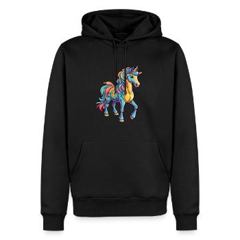 Einhorn Buntes Aquarell Cartoon Kawaii Tier - Männer Premium Bio Hoodie - Schwarz - Vorne - Nico (187cm)