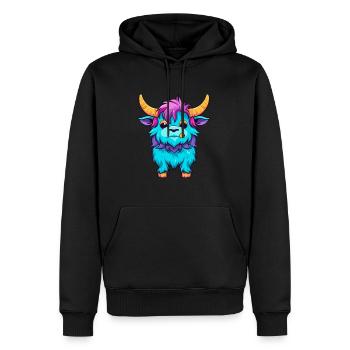Yak Aquarelle Colorée Dessin Animé Kawaii Animal - Sweat à capuche Premium bio Homme - noir - Devant - Nico (187cm)