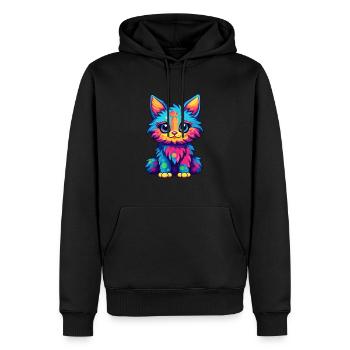 Katze buntes Aquarell Cartoon Kawaii Tier - Männer Premium Bio Hoodie - Schwarz - Vorne - Nico (187cm)