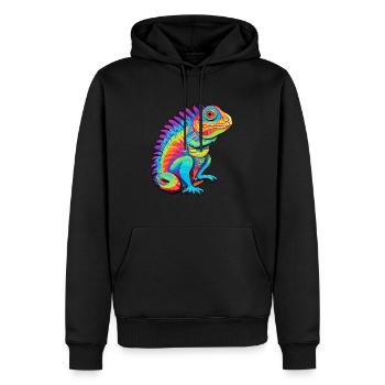 Iguane Aquarelle Colorée Dessin Animé Kawaii Animal - Sweat à capuche Premium bio Homme - noir - Devant - Nico (187cm)