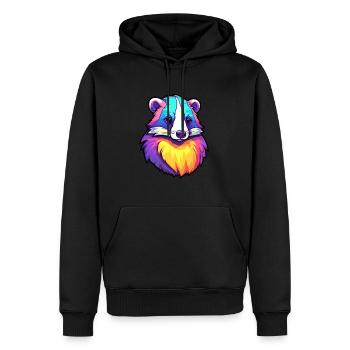Blaireau Aquarelle Colorée Dessin Animé Kawaii Animal - Sweat à capuche Premium bio Homme - noir - Devant - Nico (187cm)
