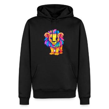 Lion Aquarelle Colorée Dessin Animé Kawaii Animal - Sweat à capuche Premium bio Homme - noir - Devant - Nico (187cm)