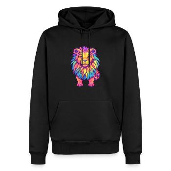 Lion Aquarelle Colorée Dessin Animé Kawaii Animal - Sweat à capuche Premium bio Homme - noir - Devant - Nico (187cm)