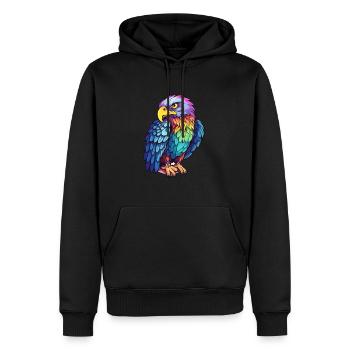 Eagle Colorful Watercolor Cartoon Kawaii Animal - Men’s Premium Organic Hoodie - black - Front - Nico (187cm)