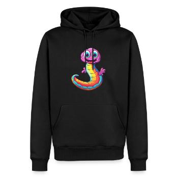 Regenwurm Bunte Aquarell-Karikatur Kawaii Anima - Männer Premium Bio Hoodie - Schwarz - Vorne - Nico (187cm)