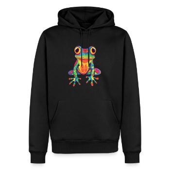 Frosch buntes Aquarell Cartoon Kawaii Tier - Männer Premium Bio Hoodie - Schwarz - Vorne - Nico (187cm)
