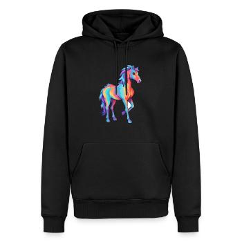 Pferd buntes Aquarell Karikatur Kawaii Tier - Männer Premium Bio Hoodie - Schwarz - Vorne - Nico (187cm)
