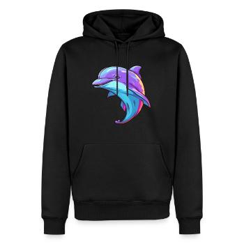 Delfin buntes Aquarell Cartoon Kawaii Tier - Männer Premium Bio Hoodie - Schwarz - Vorne - Nico (187cm)