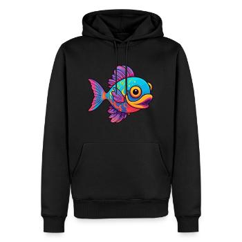 Poisson Aquarelle Colorée Dessin Animé Kawaii Animal - Sweat à capuche Premium bio Homme - noir - Devant - Nico (187cm)