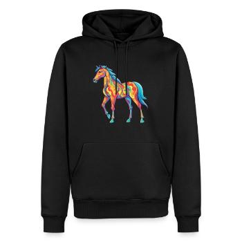 Pferd buntes Aquarell Karikatur Kawaii Tier - Männer Premium Bio Hoodie - Schwarz - Vorne - Nico (187cm)