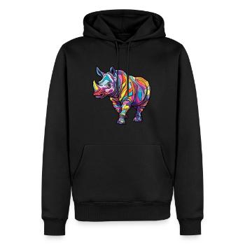 Rhinocéros Aquarelle Colorée Dessin Animé Kawaii Animal - Sweat à capuche Premium bio Homme - noir - Devant - Nico (187cm)