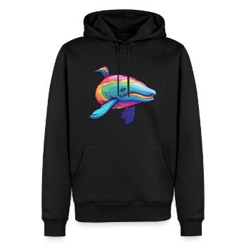 Wal bunte Aquarell-Karikatur Kawaii-Tier - Männer Premium Bio Hoodie - Schwarz - Vorne - Nico (187cm)