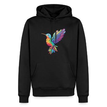 Colibri Aquarelle Colorée Dessin Animé Kawaii Ani - Sweat à capuche Premium bio Homme - noir - Devant - Nico (187cm)