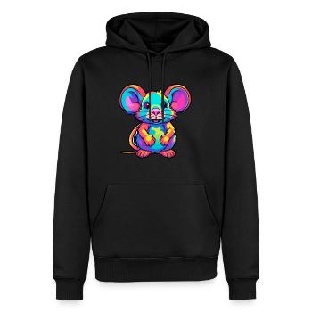 Ratte bunte Aquarell-Karikatur Kawaii-Tier - Männer Premium Bio Hoodie - Schwarz - Vorne - Nico (187cm)