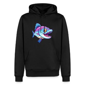 Barracuda Bunte Aquarell-Karikatur Kawaii Anima - Männer Premium Bio Hoodie - Schwarz - Vorne - Nico (187cm)
