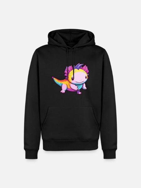 Axolotl Buntes Aquarell Cartoon Kawaii Tier - Männer Premium Bio Hoodie - Schwarz