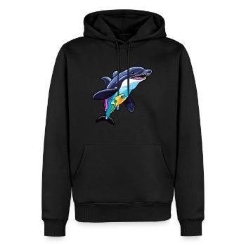 Orca Buntes Aquarell Cartoon Kawaii Tier - Männer Premium Bio Hoodie - Schwarz - Vorne - Nico (187cm)