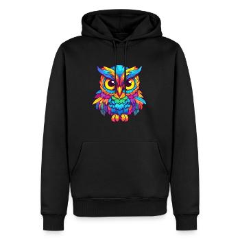 Eule Buntes Aquarell Cartoon Kawaii Tier - Männer Premium Bio Hoodie - Schwarz - Vorne - Nico (187cm)