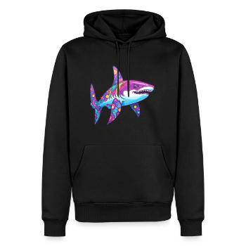 Requin Aquarelle Colorée Dessin Animé Kawaii Animal - Sweat à capuche Premium bio Homme - noir - Devant - Nico (187cm)