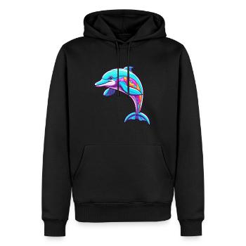 Delfin buntes Aquarell Cartoon Kawaii Tier - Männer Premium Bio Hoodie - Schwarz - Vorne - Nico (187cm)