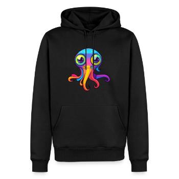 Squid Colorful Watercolor Cartoon Kawaii Animal - Men’s Premium Organic Hoodie - black - Front - Nico (187cm)