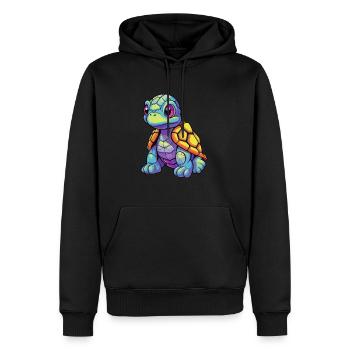 Turtle Colorful Watercolor Cartoon Kawaii Animal - Men’s Premium Organic Hoodie - black - Front - Nico (187cm)