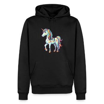 Einhorn Buntes Aquarell Cartoon Kawaii Tier - Männer Premium Bio Hoodie - Schwarz - Vorne - Nico (187cm)