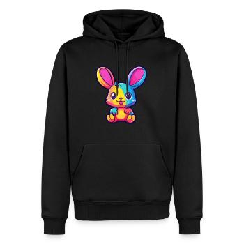 Rabbit Colorful Watercolor Cartoon Kawaii Animal - Men’s Premium Organic Hoodie - black - Front - Nico (187cm)