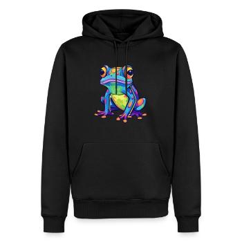 Frosch buntes Aquarell Cartoon Kawaii Tier - Männer Premium Bio Hoodie - Schwarz - Vorne - Nico (187cm)