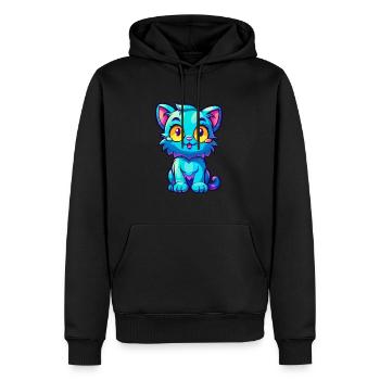 Katze buntes Aquarell Cartoon Kawaii Tier - Männer Premium Bio Hoodie - Schwarz - Vorne - Nico (187cm)