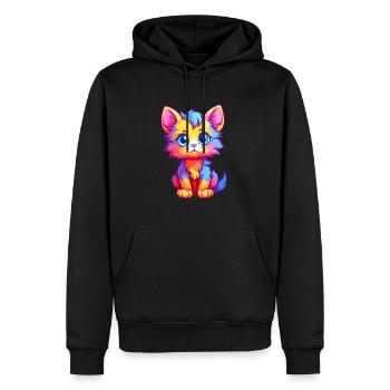 Chaton coloré aquarelle dessin animé kawaii animal - Sweat à capuche Premium bio Homme - noir - Devant - Nico (187cm)