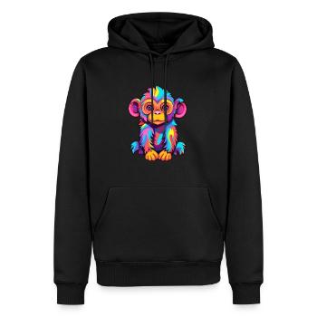 Monkey Colorful Watercolor Cartoon Kawaii Animal - Men’s Premium Organic Hoodie - black - Front - Nico (187cm)