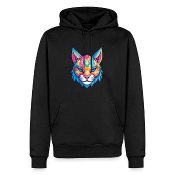 Lynx Aquarelle colorée Cartoon Kawaii Animal - Sweat à capuche Premium bio Homme - noir - Devant - Nico (187cm)