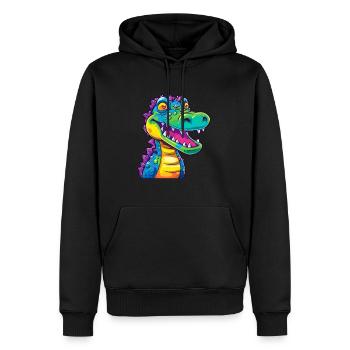 Krokodil bunte Aquarell-Karikatur Kawaii Anima - Männer Premium Bio Hoodie - Schwarz - Vorne - Nico (187cm)