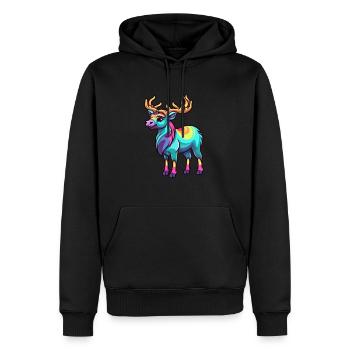 Karibu buntes Aquarell Cartoon Kawaii Tier - Männer Premium Bio Hoodie - Schwarz - Vorne - Nico (187cm)