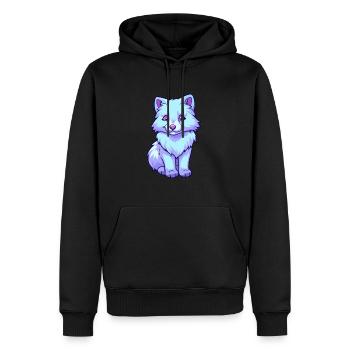 Loup Arctique Aquarelle Colorée Dessin Animé Kawaii Ani - Sweat à capuche Premium bio Homme - noir - Devant - Nico (187cm)