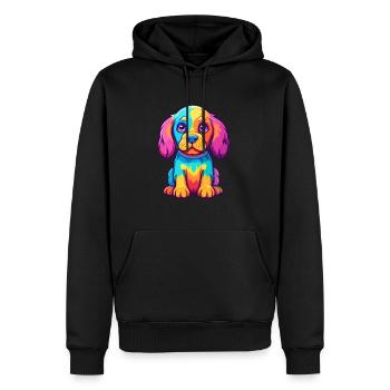Chien Aquarelle Colorée Dessin Animé Kawaii Animal - Sweat à capuche Premium bio Homme - noir - Devant - Nico (187cm)