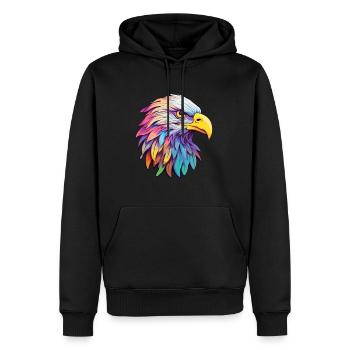 Eagle Colorful Watercolor Cartoon Kawaii Animal - Men’s Premium Organic Hoodie - black - Front - Nico (187cm)